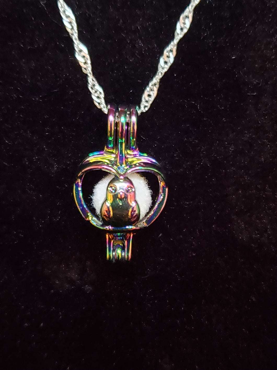 Rainbow Bird Cage Heart Charm